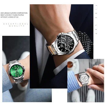 Bărbați Ceas de Argint din Oțel Inoxidabil Curea Cuarț Ceasuri de mână de Brand de Top de Lux Relogio Masculino Calendar Ceas 4Color Dial Ceasuri