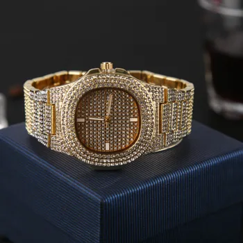 Bărbați Ceasuri De Moda Diamant Automat Data Cuarț Ceas Pentru Bărbați Din Oțel Inoxidabil Hip Hop Bărbați Ceasuri De Top De Brand De Lux Ceas Cu Cutie