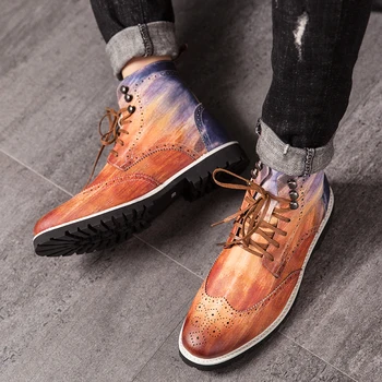 Bărbați clasic Cizme Stil Italian Barbati Pantofi de Brand de Moda pentru Bărbați Mocasin Confortabil Respirabil Barbati Cizme din Piele de Dimensiunea 38-48
