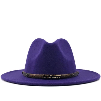 Bărbați Femei Margine Largă Lână Simțit Jazz Pălării Fedora stil Britanic Trilby Petrecere Formală Panama Capac Negru Rochie Galbenă Pălăria 56-58-60CM