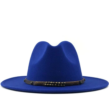 Bărbați Femei Margine Largă Lână Simțit Jazz Pălării Fedora stil Britanic Trilby Petrecere Formală Panama Capac Negru Rochie Galbenă Pălăria 56-58-60CM