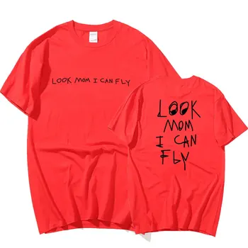 Bărbați Femei T Shirt Travis Scott uite mama, pot zbura Print Hip Hop Cuplu Iubitorii de T-Shirt pentru bărbați supradimensionate tricou Harajuku