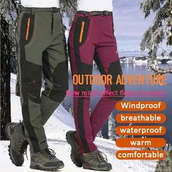 Bărbați pe Plus dimensiune Drumeții Pantaloni de Iarna Softshell Fleece Pantaloni în aer liber Trekking Pește Tabara Urca Drumeții Pantaloni de Schi Cald Călătorie Pantaloni