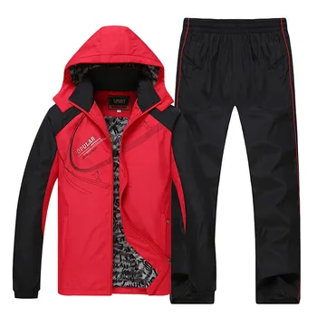 Bărbați Sport Seturi de Iarna de Imprimare de Moda Trening Barbati Fleece Gros Cald Set de Două Piese Jacheta cu Gluga + Pantaloni Plus Dimensiune 5XL 6XL