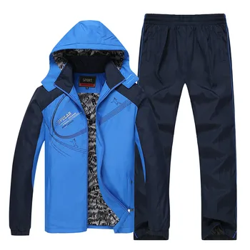 Bărbați Sport Seturi de Iarna de Imprimare de Moda Trening Barbati Fleece Gros Cald Set de Două Piese Jacheta cu Gluga + Pantaloni Plus Dimensiune 5XL 6XL