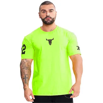 Bărbați Vara Noi de Strans maneca Scurta tricou Casual, din Bumbac Streetwear Săli de sport de Fitness T-shirt Homme Antrenament Topuri Tricouri