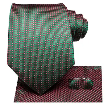 C-3268 Hi-Cravată Dropshipping Crăciun Cravate pentru Barbati Design vestimentar Roșu în Carouri Verde Lega Cravata, Batista, Butoni Set Mens Cravate de Mătase