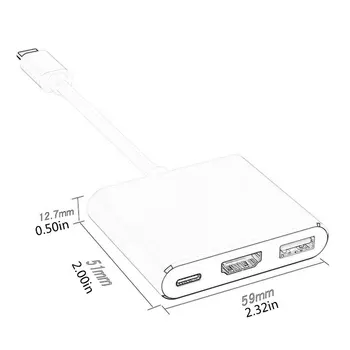 C Usb compatibil HDMI Tip c Convertor Adaptor 3-in-1 Type-c Usb Converter 1080p, 4k Uhd pentru Laptop-uri Telefoane Mobile