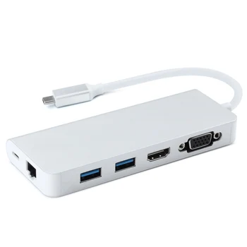 C USB la Dual 3.0 compatibil HDMI VGA, RJ45 Tip C PD TF Converter pentru MacBook air Pro 13 2020 A2289 A2179 USB-Adaptor de C