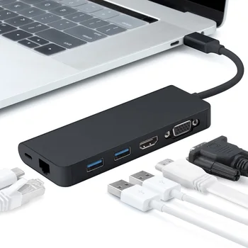 C USB la Dual 3.0 compatibil HDMI VGA, RJ45 Tip C PD TF Converter pentru MacBook air Pro 13 2020 A2289 A2179 USB-Adaptor de C