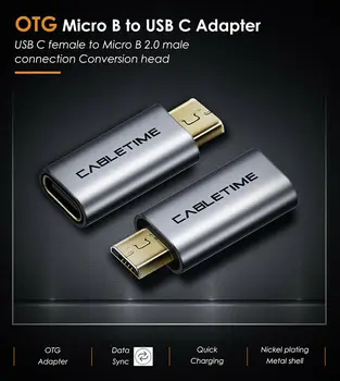 CABLETIME 5Pcs USB OTG Adaptor USB pentru Telefon USB de Tip C Micro-B USB 3.0 Masculin Feminin Adaptor de Încărcare Mobil Sincronizare Converter