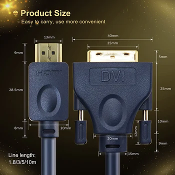 Cabletime Cablu HDMI la DVI DVI-D 24+1 pin Bi-direcție Pro High Speed HDMI DVI Full HD 2.0 pentru Blu-ray player HDTV Xbox N118