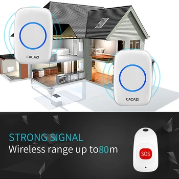 CACAZI Smart Home Wireless Pager Soneria Bătrân de Alarmă de Urgență 80m de la Distanță Sună Clopoțelul NE-UE din marea BRITANIE Plug 1 buton 1 pager 1 Receptor