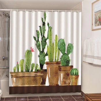 Cactus de Papadie Perdele de Duș cu Floare Verde de Acasă Decor Perdea Pentru Baie Dormitor Hotel Mare Quanlity Preveni Peeping tende