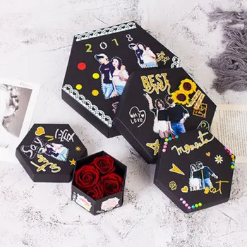 Cadou de crăciun Hexagon Surpriză Explozie Cutie Manual DIY Album Fotografie Album Nunta Cutie de Cadou pentru Valentine Cutii Cadou Iubitului