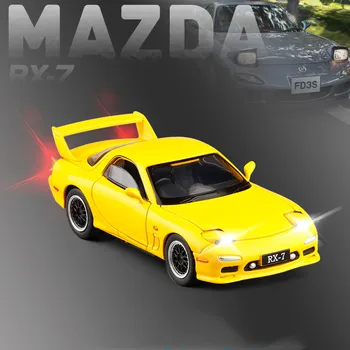 Cadou rafinat 1:32 Mazda RX7 masina sport din aliaj, model,simulare usa metalica sunet și lumină model, jucării pentru copii,transport gratuit
