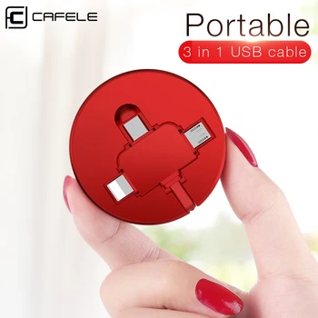 Cafele 3 in 1 Micro USB de Tip C 8 Pin USB Cablu pentru iOS și Android Telefon Cross Design Retractabil 100cm Cablu USB
