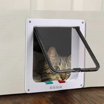 Cainele Pisica Clapeta Usa Cu 4 Mod Blocabil Impermeabil Ecran Fereastra Pentru Animale Mici De Companie Caini Si Pisici Anti Scape De Siguranță Poarta Consumabile