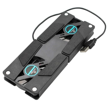 Calculator de Birou Suport Dual de Răcire Ventilator Notebook Stand Pliabil USB Rack Suport Negru