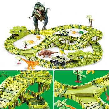 Cale ferată Dinozaur Magic Curse cu Dino Urmări Jucării Dinozaur de cale Ferată Masina 271pcs Electric Asambla Blocuri Cadou de Anul Nou pentru Baieti