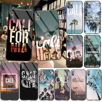 California plaja palmieri Bling Drăguț Caz Telefon din Sticla Temperata Pentru iPhone 11 XR Pro XS MAX 8 X 7 6S 6 Plus SE 2020 caz