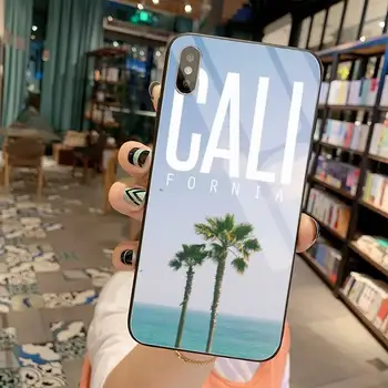 California plaja palmieri Bling Drăguț Caz Telefon din Sticla Temperata Pentru iPhone 11 XR Pro XS MAX 8 X 7 6S 6 Plus SE 2020 caz