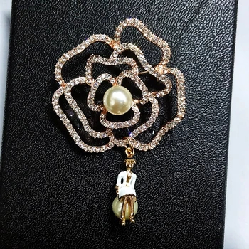 Camellia Brand de Lux bijuterii stil flori Ace de Rever Nr. 5 perle, Brose Brosa floare Broșă de Bijuterii pentru Femei