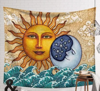 CAMMITEVER Sun Moon Mandala Tapiserie de pe Perete Tapiserii Boho Cuvertură Yoga Mat Pătură