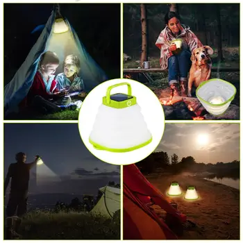 Camping Light LED Lanterna Lanterna Portabil Pentru Drumeții Cort Lampă de Putere de la Solar/USB Pliabil rezistent la apa