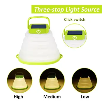 Camping Light LED Lanterna Lanterna Portabil Pentru Drumeții Cort Lampă de Putere de la Solar/USB Pliabil rezistent la apa