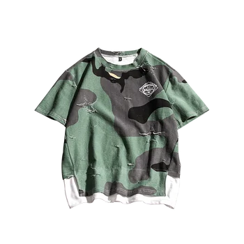 Camuflaj Tricou primavara Barbati design de Tricou Tactice Camuflaj mens T-shirt masculina tricou Militar rupt tricou