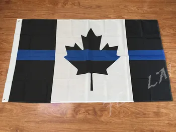 Canada Linia Albastră Steaguri, 3 X 5ft Thin Blue Line Canada Pavilion Negru, Alb Și Albastru, Cu Garnituri de Alama