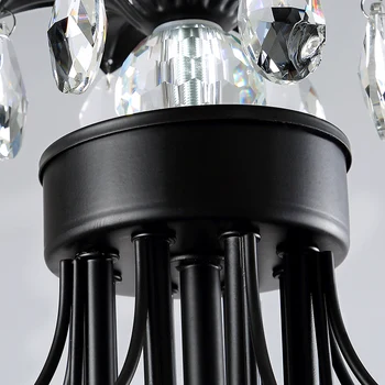 Candelabru Modern lampă de cristal living lampă negru/aur retro sala de mese lampa de personalitate creatoare lumânare, lampă de fier