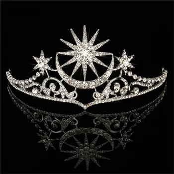 Canner Manual Lux Cristal Stras Coroana De Mireasă Diademe Stele, Luna De Nunta Bijuterii De Păr Accesorii