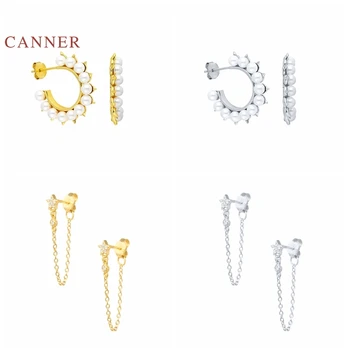 CANNER Real Argint 925 Cercei Pentru Femei Little Star Ciucure de Epocă Cercei cu Perle Cercuri Zircon Bijuterii Pendientes