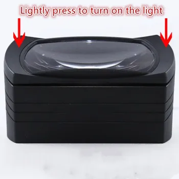 Cap-poartă Ochelari Lupă Material Acrilic Obiectiv Tub Pătrat de Lumină LED Desktop Lupă Lentile Asferice