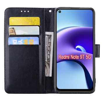 Capac Pentru Xiaomi Redmi Notă 9T 5G Caz Flip Telefon Coajă de Protecție Caz Pe Redmi Nota 9 T 9T Piele Carte Etui Funda Coque Capas