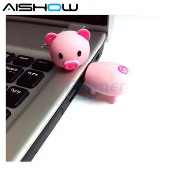 Capacitatea Reală de U Disc 64G 16G 32G 8GB 4G Pen Drive Minnie Roz de Porc Drăguț Model de Drive-uri Flash Usb Memory Stick PenDrive