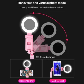 Capsaver Multifunctional Bluetooth Selfie Stick Rotație Umple de Lumină Trepied, Control de la Distanță Selfiestick pentru iPhone Smartphone Xiaomi