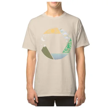 Captura Natura Tricou Barbati Geometrice Art Design Camiseta Sun Moon Tricou De Vara/Toamna Topuri & Tricouri Brand Nou Bumbac T-Shirt