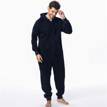 Captusit Salopeta Barbati cu Fermoar Buzunar Pulover Somn Lounge Adult Sleepwear-O singură Bucată Pijamale de sex Masculin Casual Cald Homewear DS50982