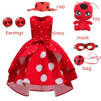 Carnaval fete Noi bug-Roșu Petrecere Rochie de jucării Retro Costum Copii Haine de Fata Redbug punct Alb Halloween Cosplay Dress