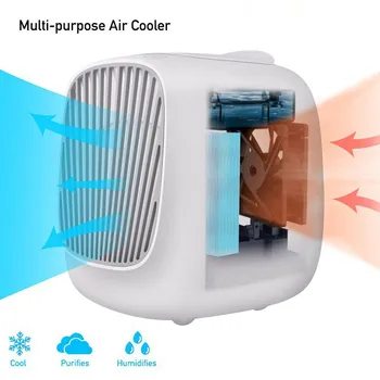Casa Mini aparat de Aer Conditionat Portabil Răcitorului de Aer de 7 Culori LED-uri USB Cooler Ventilator de Răcire cu Aer Fan Reîncărcabilă Ventilator Pentru Birou