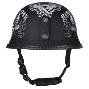 Casca de epocă jumătate cască căști de motocicletă vespa cârma vintage retro casco para din piele neagră germană lipire