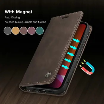 CaseMe Original Caz Flip Pentru iPhone 12 11 Retro Pro Card Magnetic Stand Portofel Pentru iPhone 12 min X Max 6 7 8 Plus SE2020 Caz
