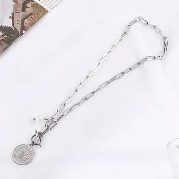 Caseta Lanț de Incuietoare Toggle colier de Aur Amestecat Legate Cerc Coliere pentru Femei Minimalist Cravată Colier Hot de Bijuterii