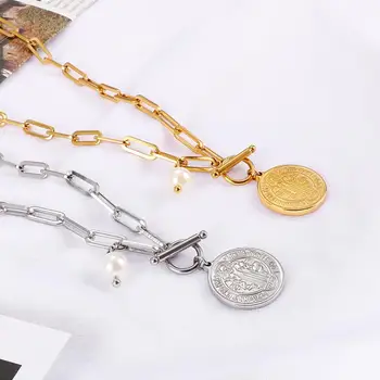 Caseta Lanț de Incuietoare Toggle colier de Aur Amestecat Legate Cerc Coliere pentru Femei Minimalist Cravată Colier Hot de Bijuterii