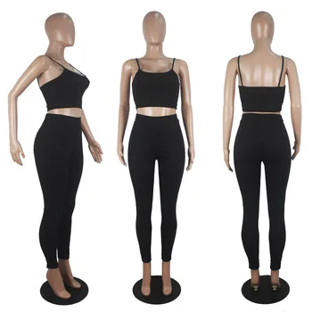 Casual Femei din Două Piese Set Sportwear Cro Sus și Bodycon Set de Pantaloni pentru Femei Costume de trening Femei Seturi de Potrivire Costume de Trening