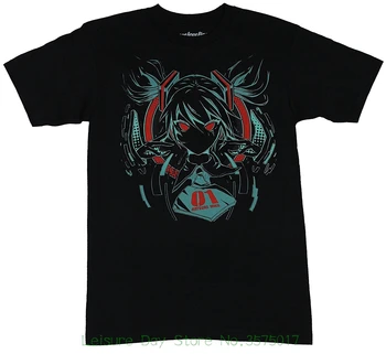 Casual Fitness Barbati Tricouri Hatsne Miku Crypton Mens T-shirt - Înfricoșător 01 Fața În Umbră Hatsune Imagine ( Mare ) Negru