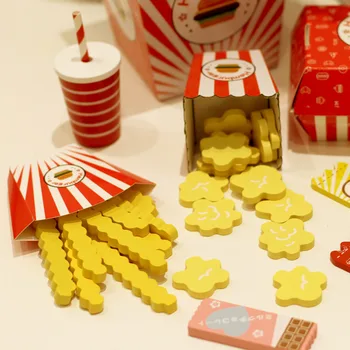 Casă de joacă pentru Copii Jucarii din Lemn Hamburger, Chips-uri Set Bucătărie Joc de Băieți Și Fete Cadou de Simulare de Mâncare Și să se Joace